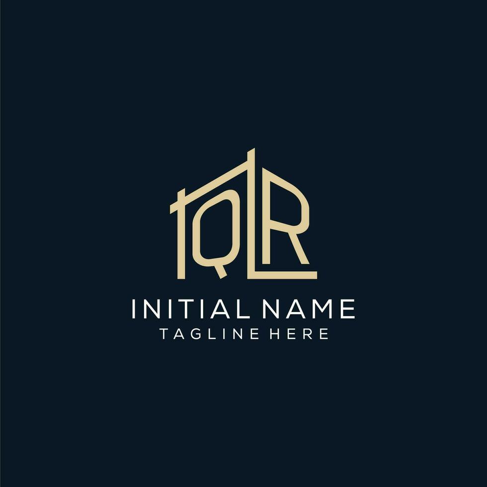 Initial QR logo, clean and modern architectural and construction logo design vector