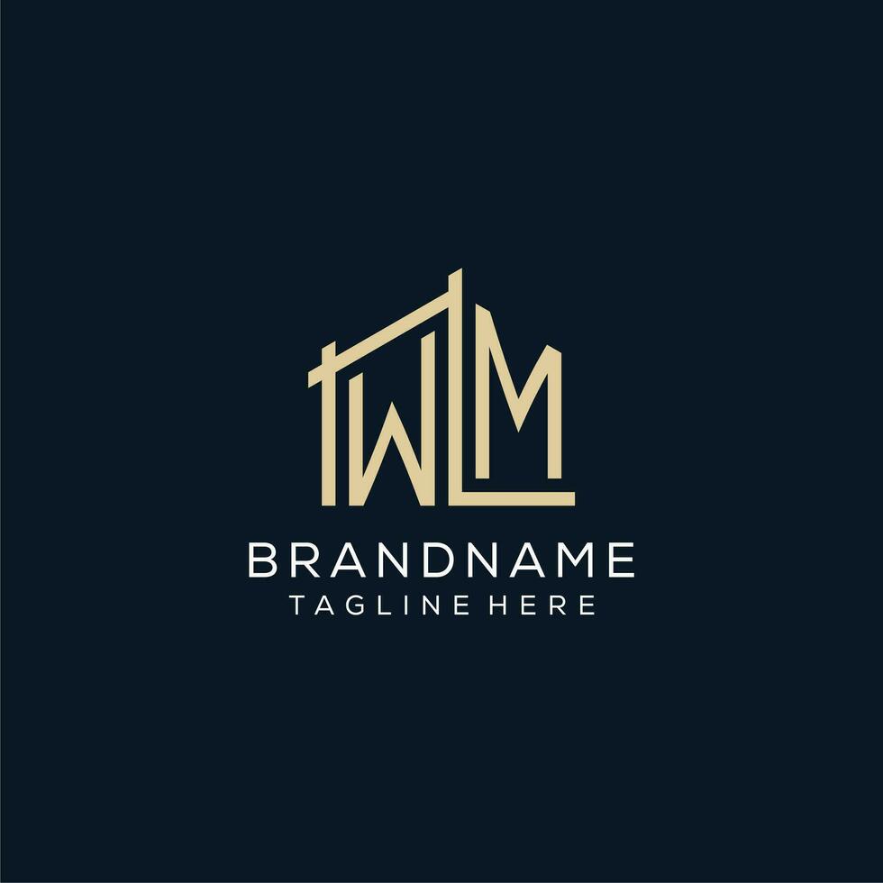 Initial WM logo, clean and modern architectural and construction logo design vector