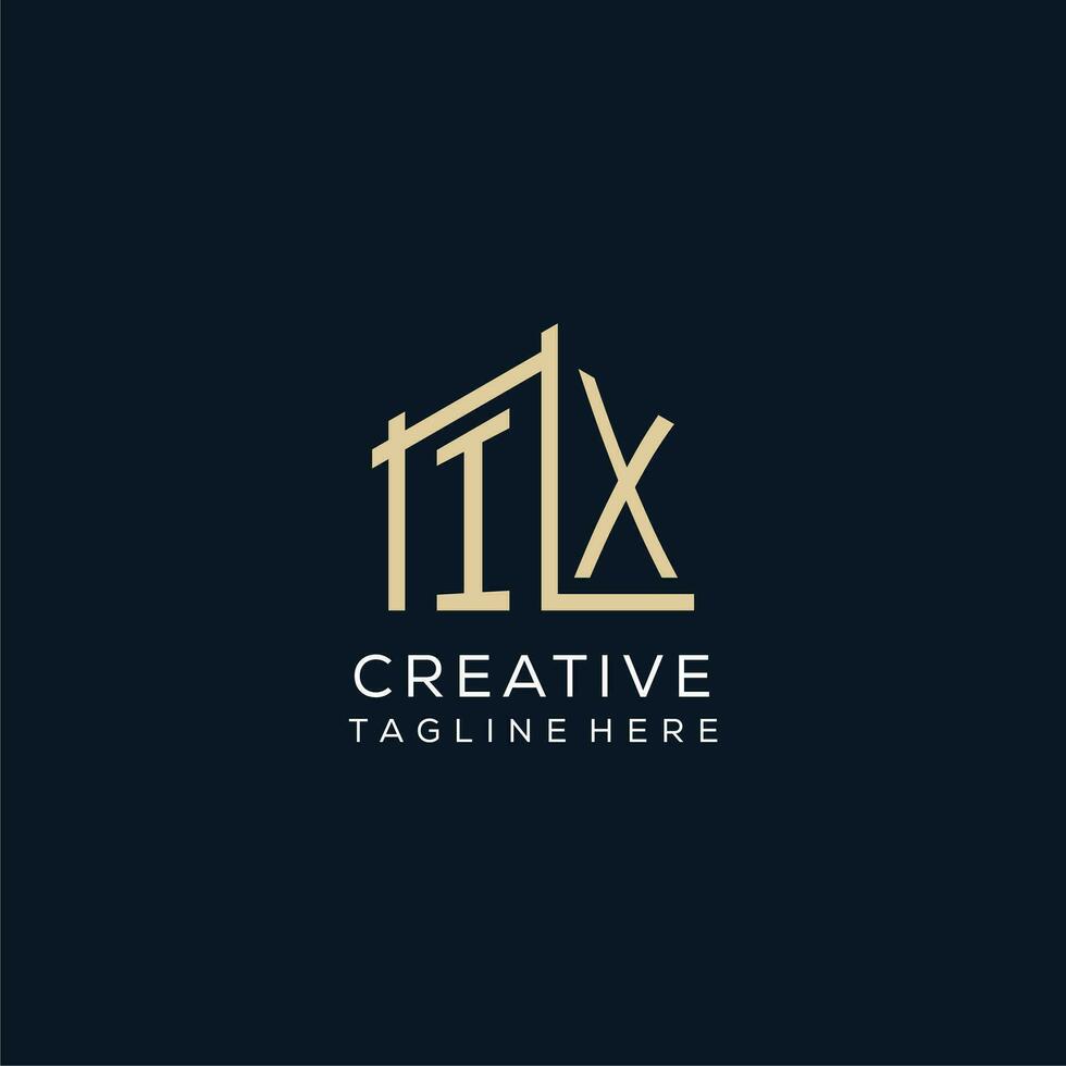 Initial IX logo, clean and modern architectural and construction logo design vector