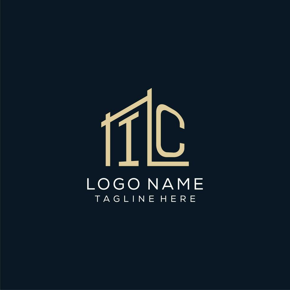 Initial IC logo, clean and modern architectural and construction logo design vector