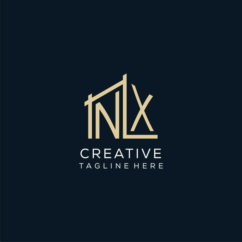 Initial NX logo, clean and modern architectural and construction logo design vector