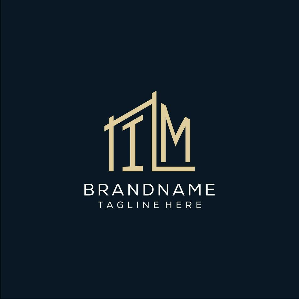 Initial IM logo, clean and modern architectural and construction logo design vector