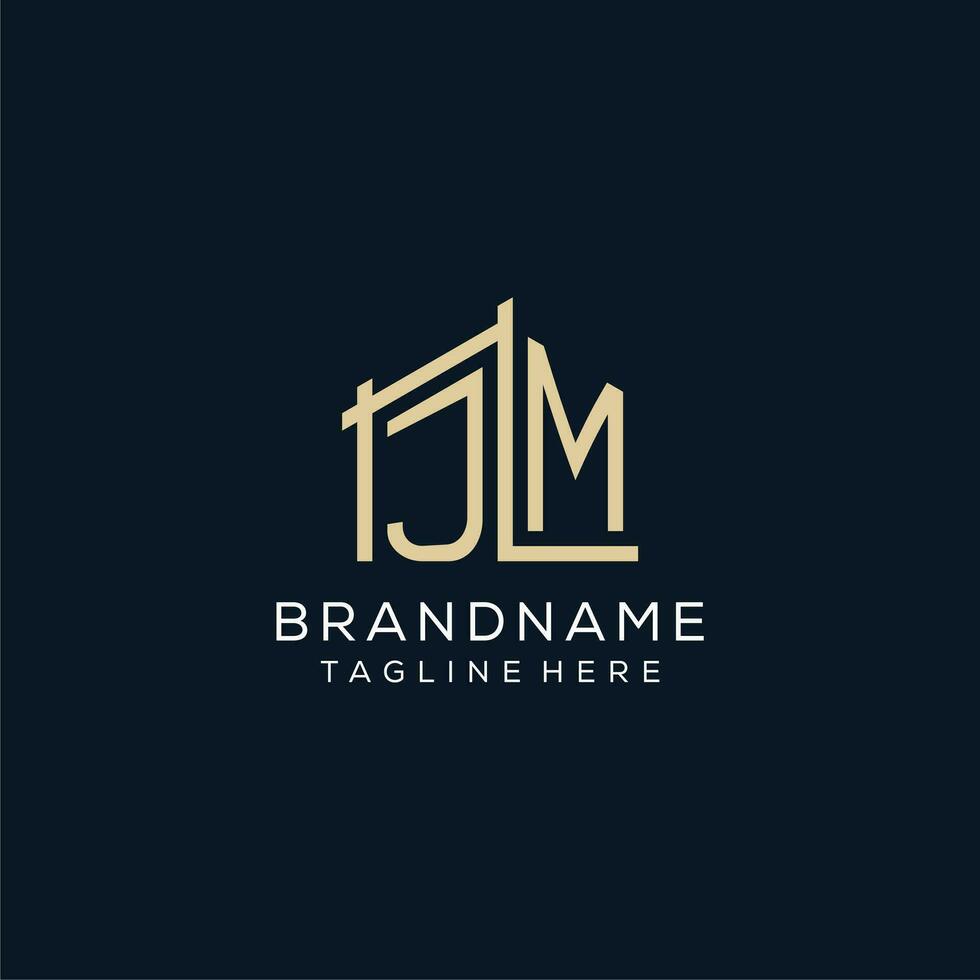 Initial JM logo, clean and modern architectural and construction logo design vector