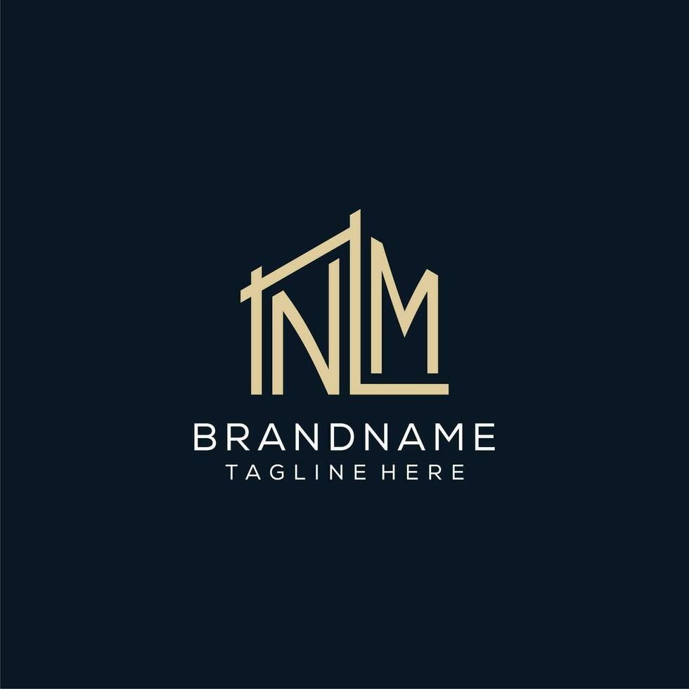 Initial NM logo, clean and modern architectural and construction logo design vector