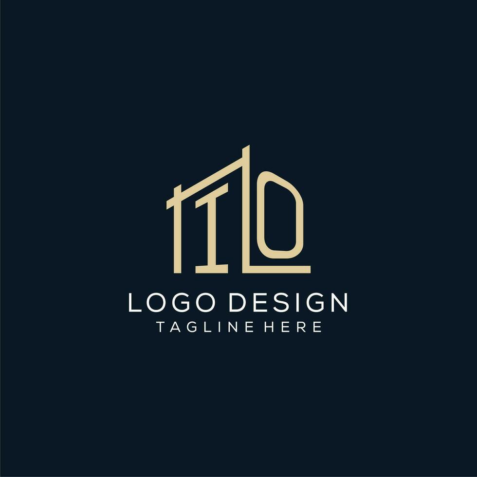 Initial IO logo, clean and modern architectural and construction logo design vector