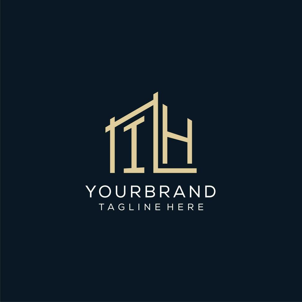 Initial IH logo, clean and modern architectural and construction logo design vector