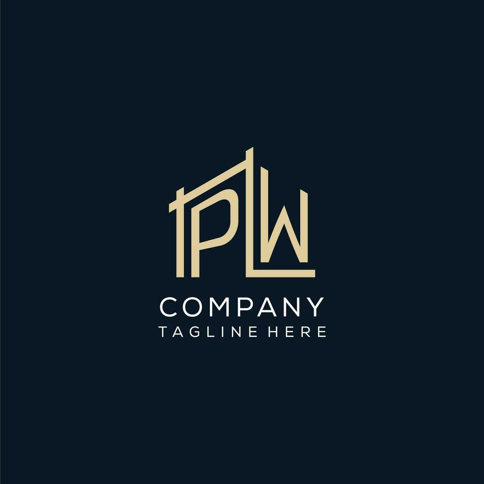 Initial PW logo, clean and modern architectural and construction logo design vector