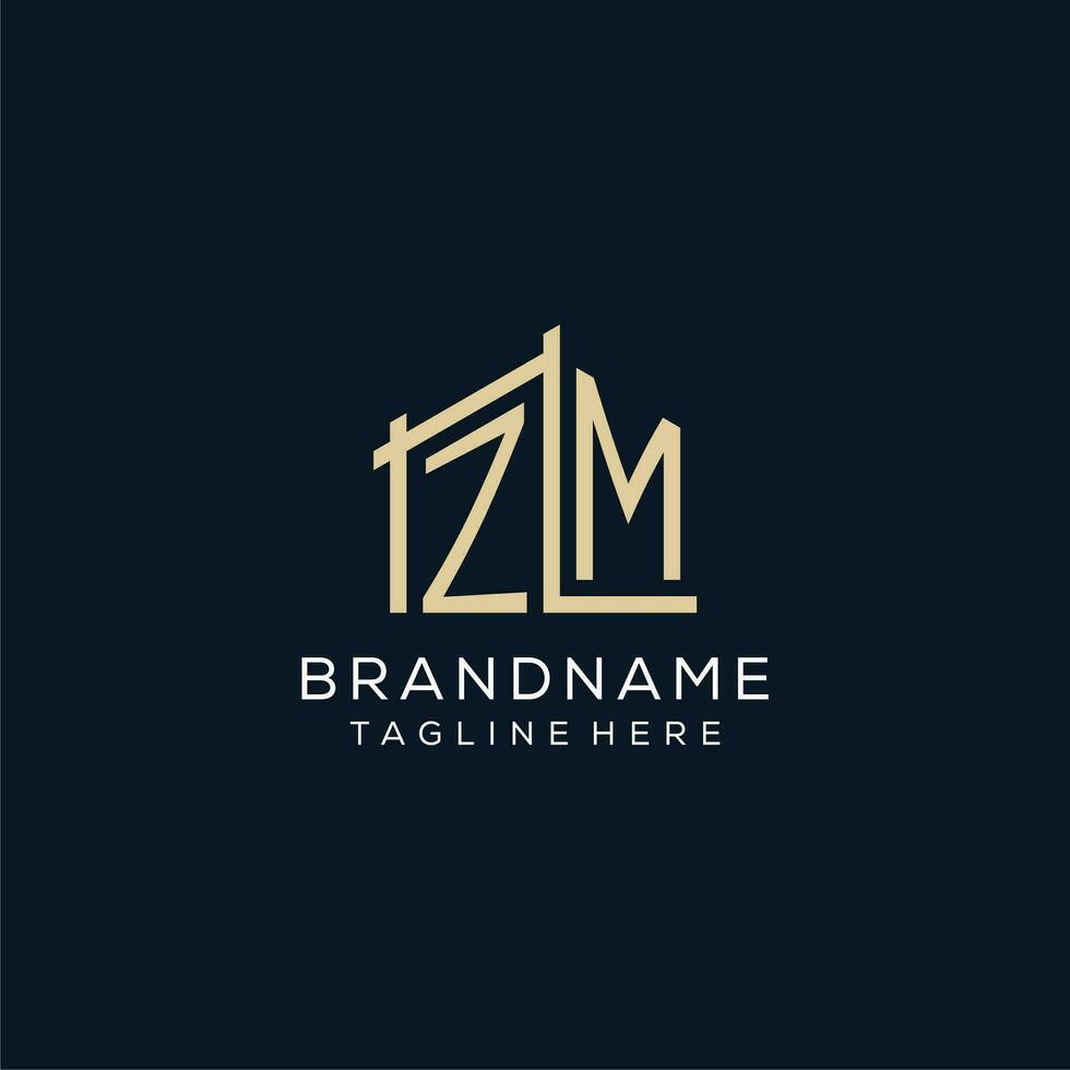 Initial ZM logo, clean and modern architectural and construction logo design vector