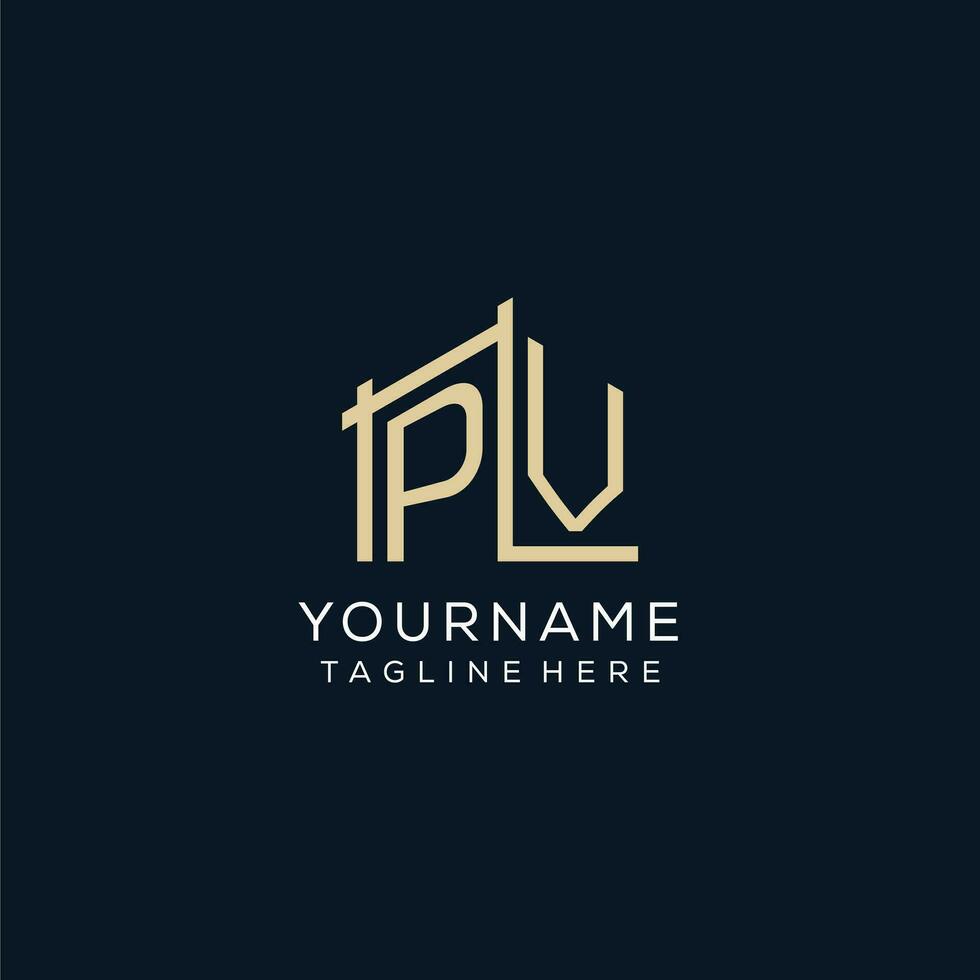 Initial PV logo, clean and modern architectural and construction logo design vector