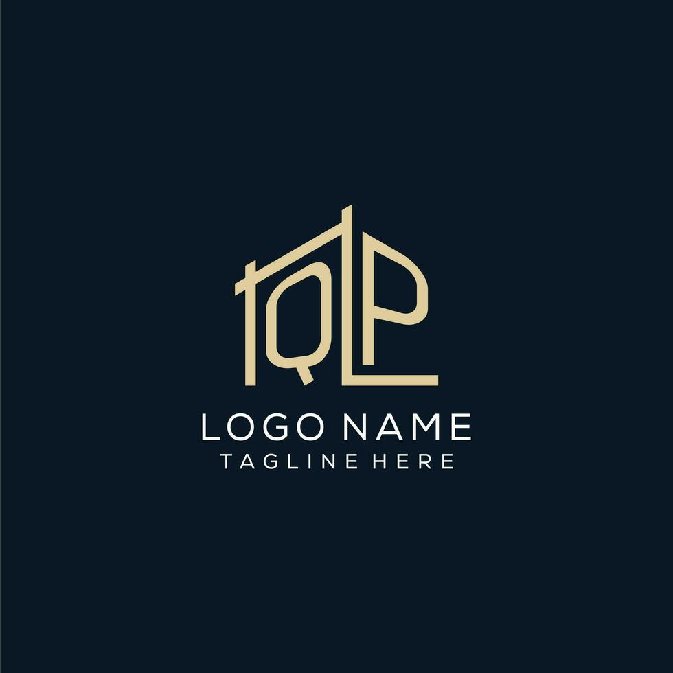 Initial QP logo, clean and modern architectural and construction logo design vector