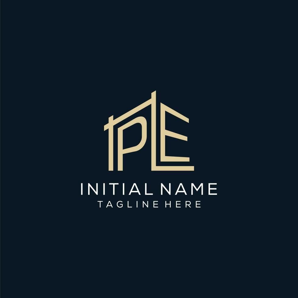 Initial PE logo, clean and modern architectural and construction logo design vector