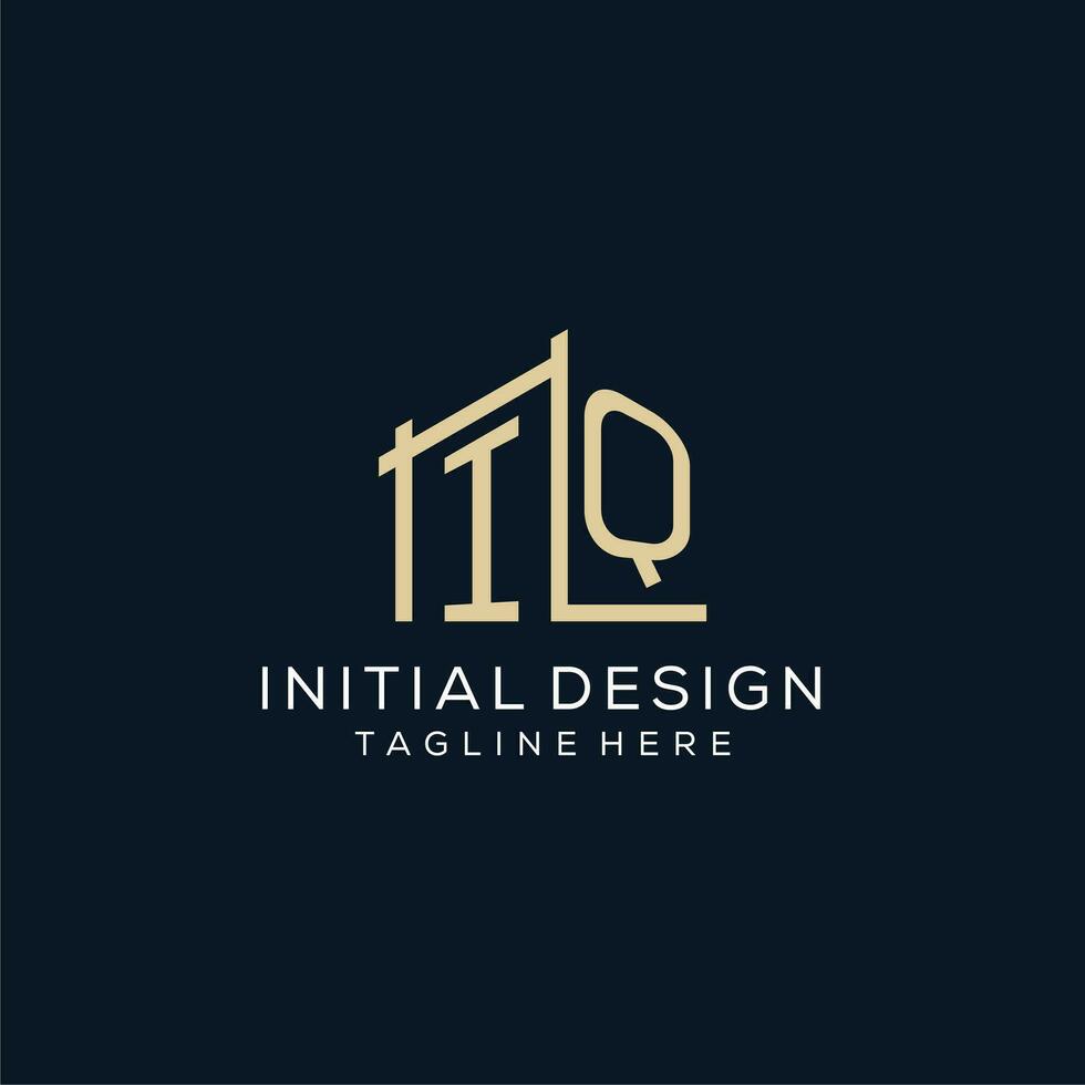 inicial iq logo, limpiar y moderno arquitectónico y construcción logo diseño vector