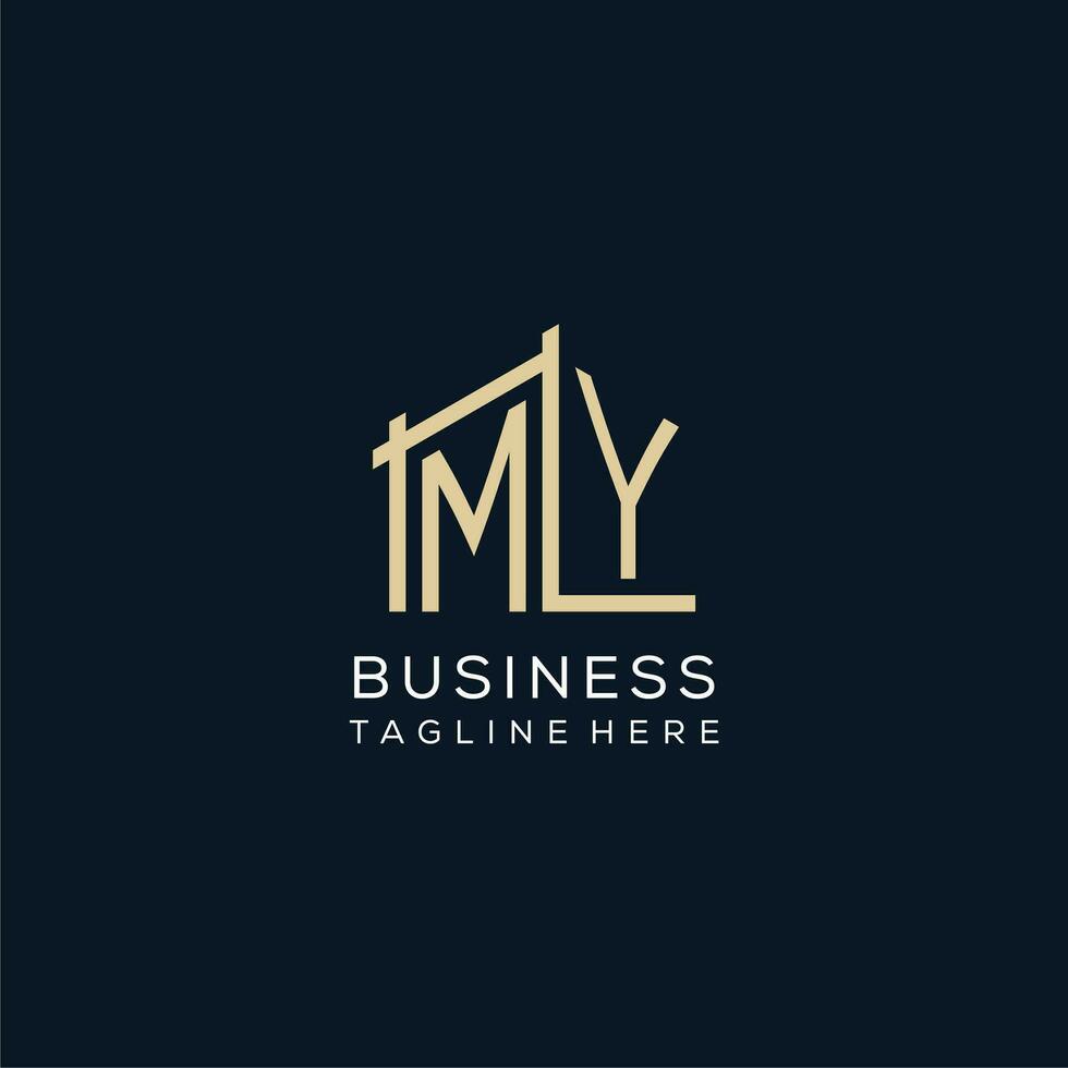 Initial MY logo, clean and modern architectural and construction logo design vector