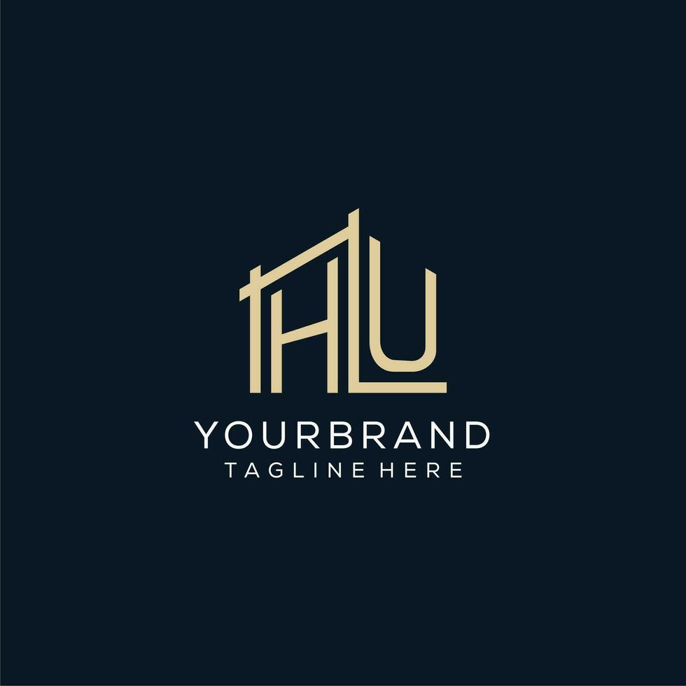 Initial HU logo, clean and modern architectural and construction logo design vector