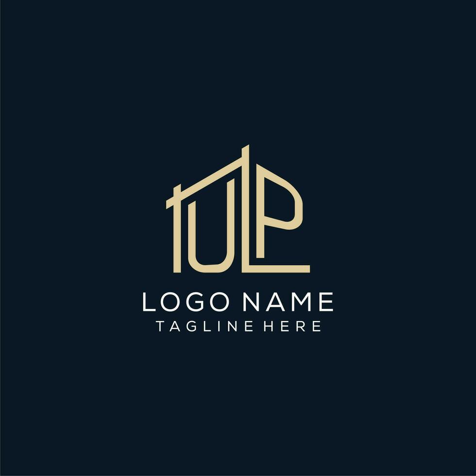 Initial UP logo, clean and modern architectural and construction logo design vector