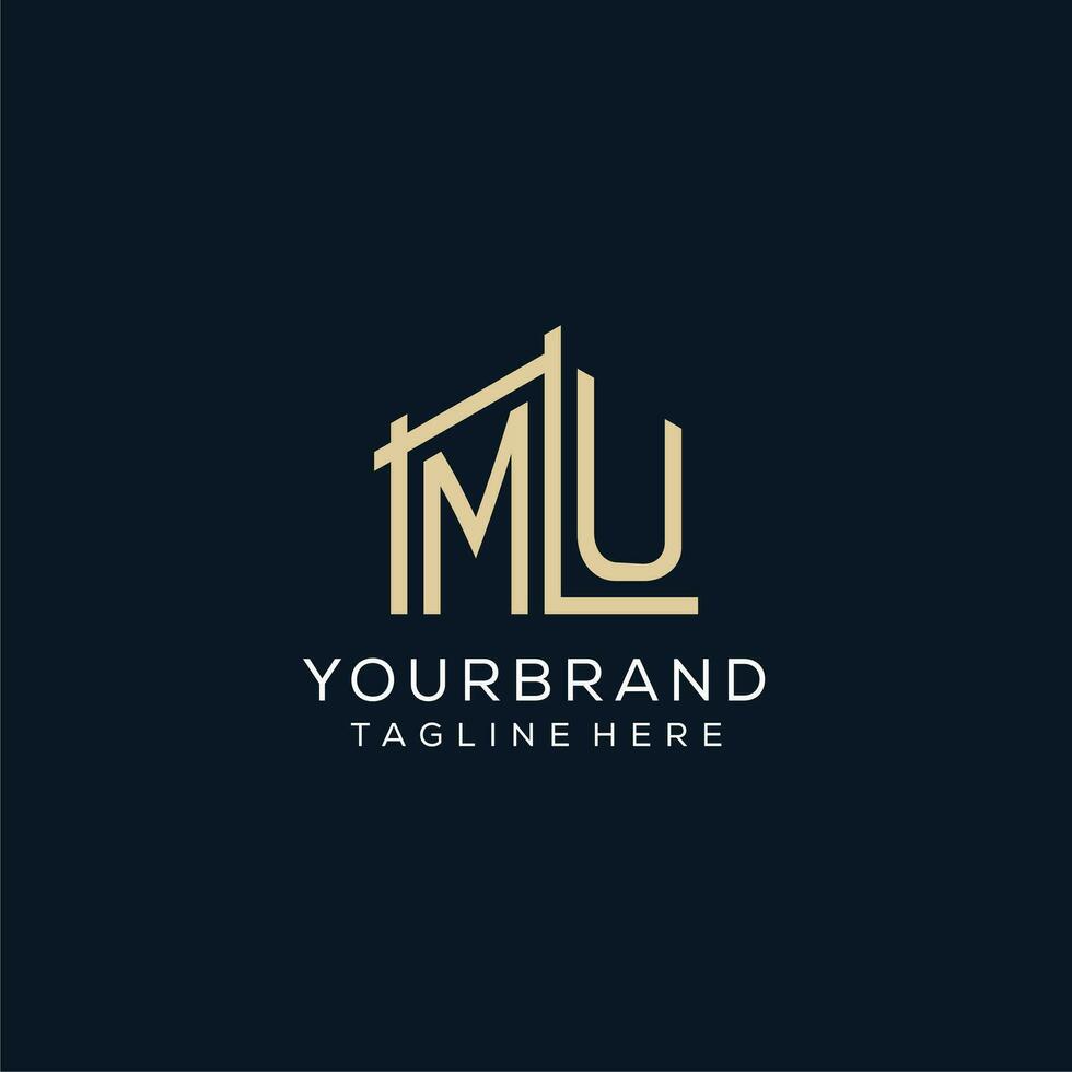 Initial MU logo, clean and modern architectural and construction logo design vector