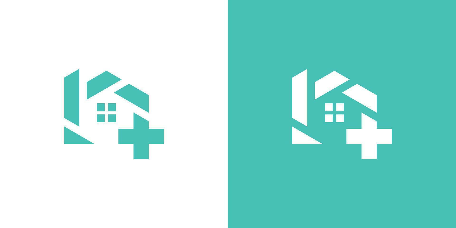 logo diseño combinatorio el forma de un casa con salud, hospital, clínica, médico. vector