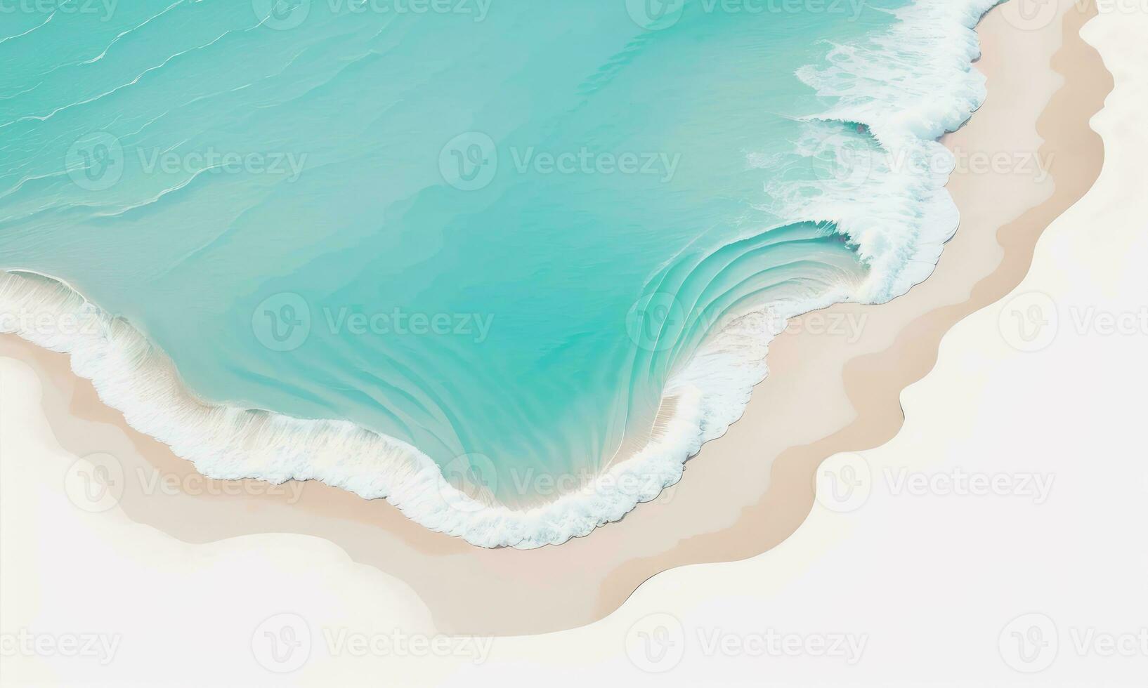 White sand beach background with turquoise sea water and small waves making white foam summer vacation photo