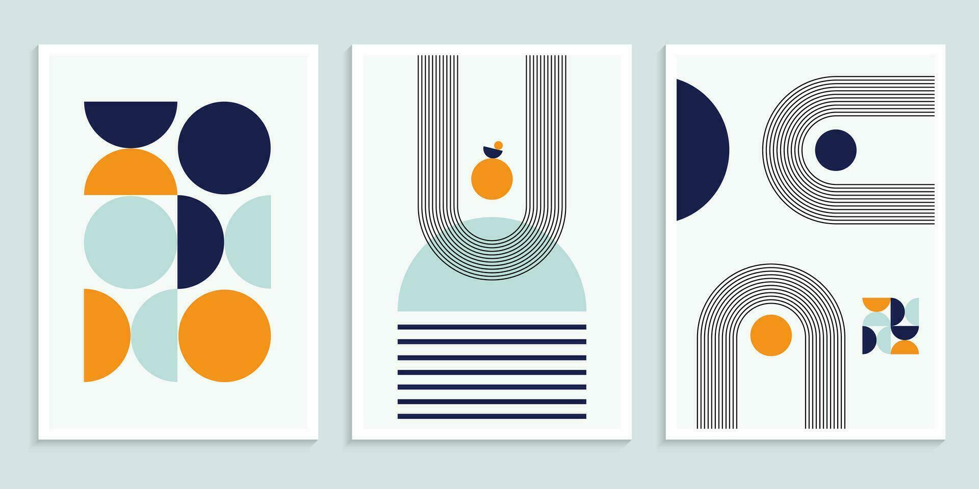 Geometric shapes in abstract minimalist wall art posters vector
