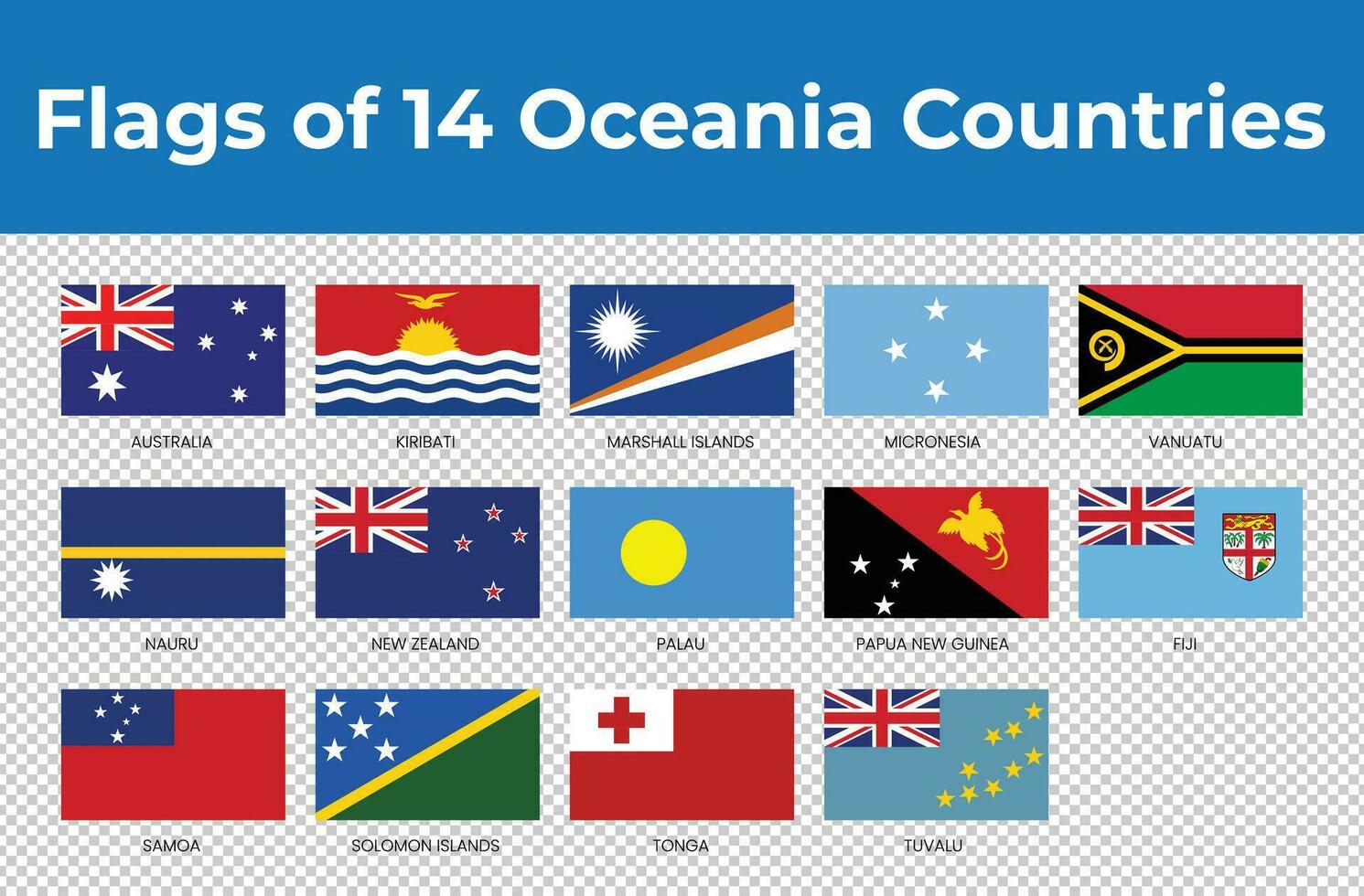 Flags of 12 Oceania Countries vector