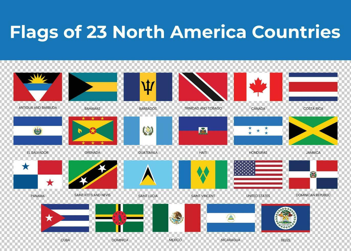 Flags of 12 North America Countries vector