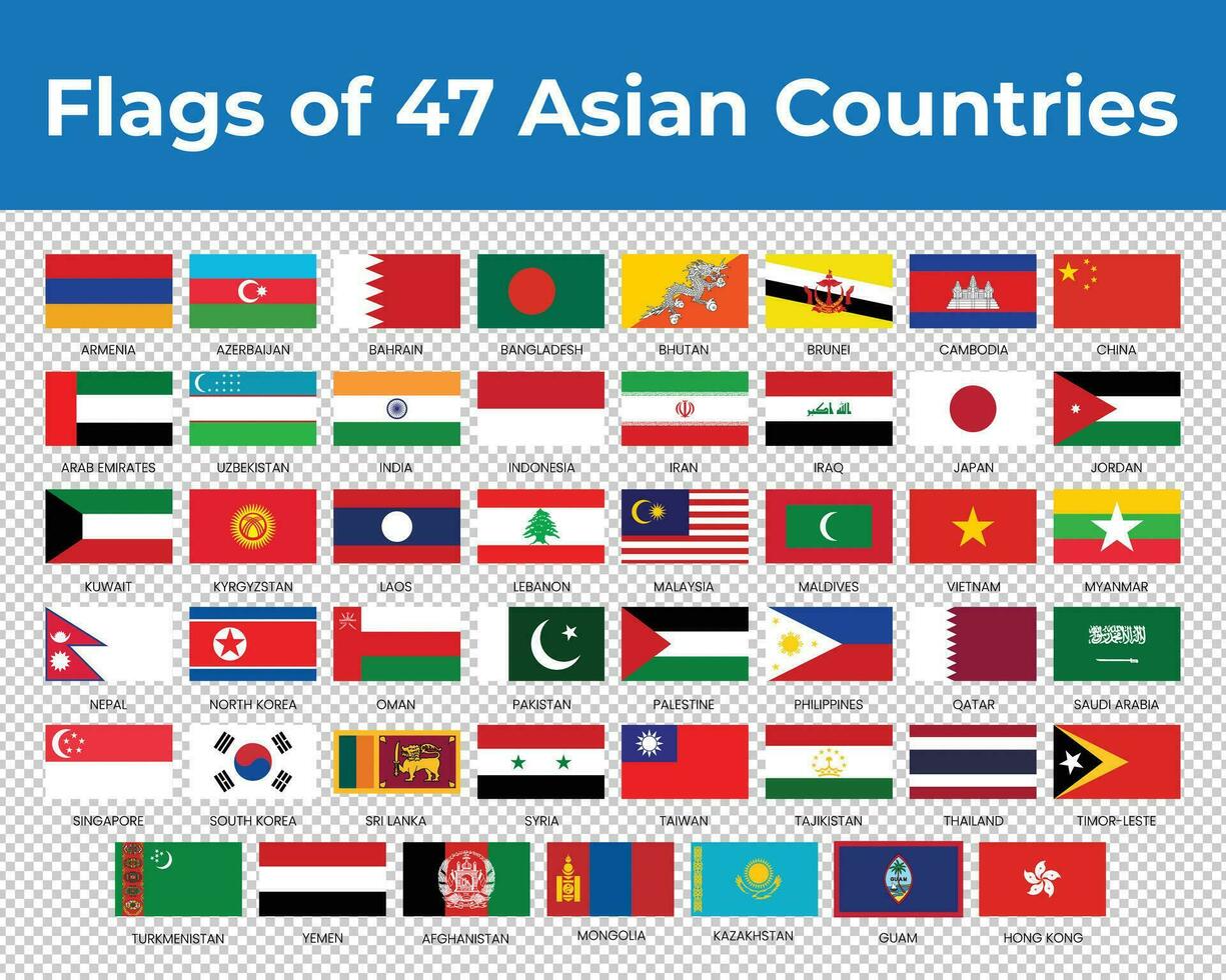 banderas de 12 asiático países vector