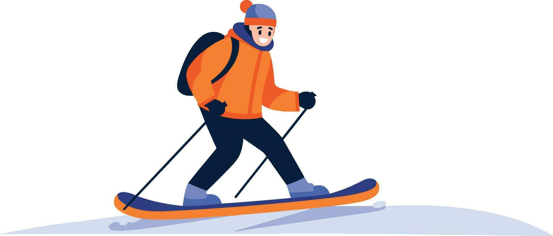 mano dibujado masculino personaje jugando hielo Patinaje en invierno en plano estilo vector