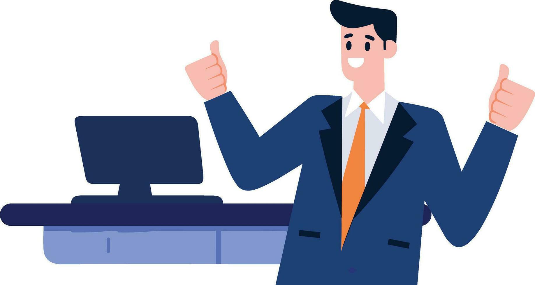 Hand Drawn Businessman or office worker character with laptop in flat style vector