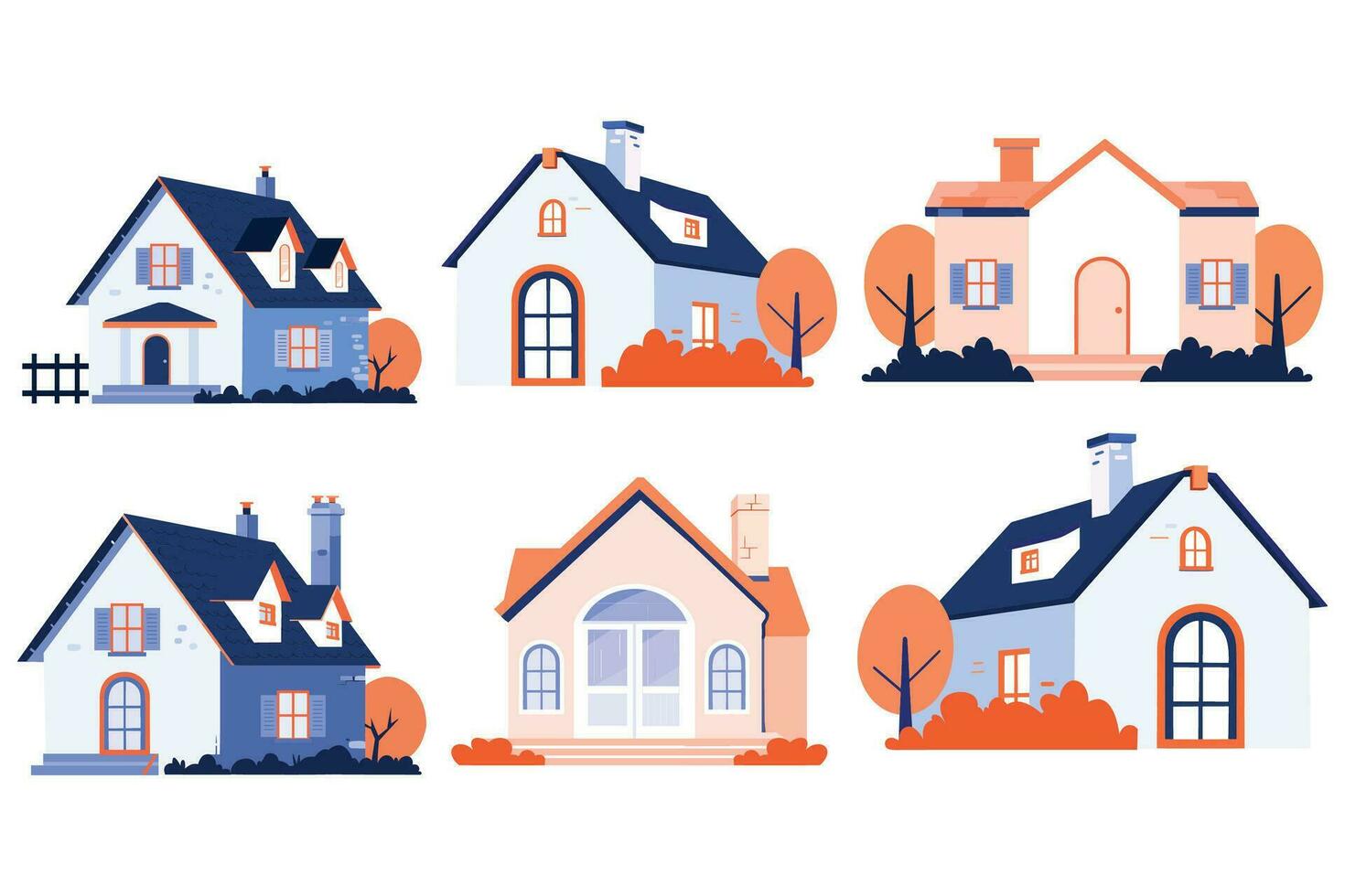 Hand Drawn House building in vintage style in flat style vector