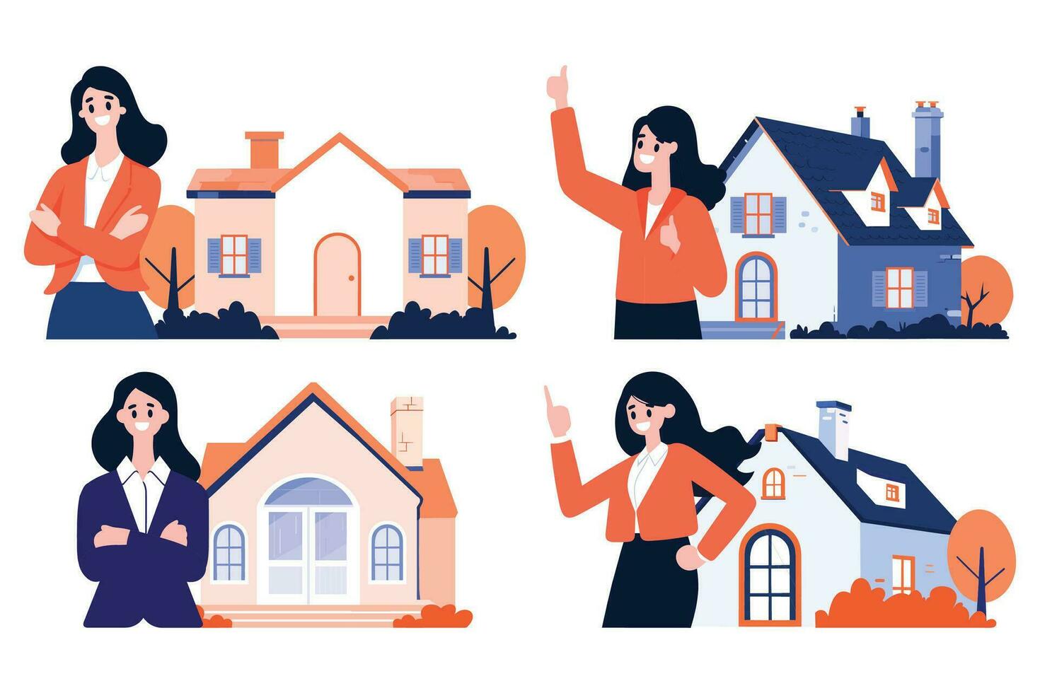 Hand Drawn Real estate agent character in flat style vector