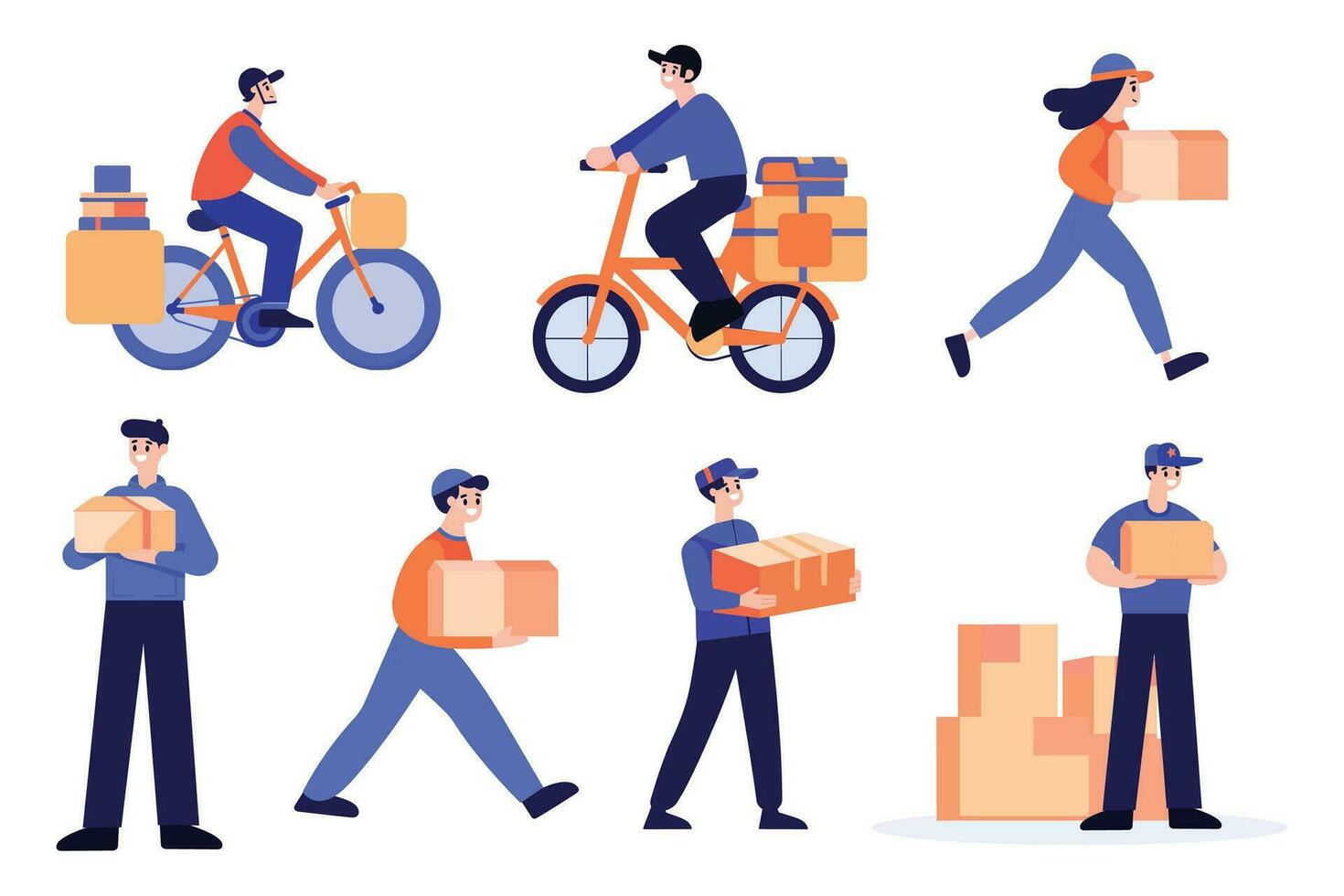 Hand Drawn delivery man in flat style vector