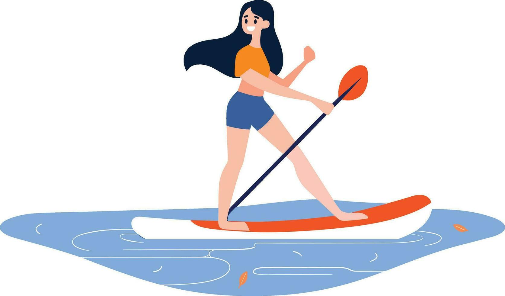 Hand Drawn Tourist teen characters are playing surfboards at the sea in flat style vector