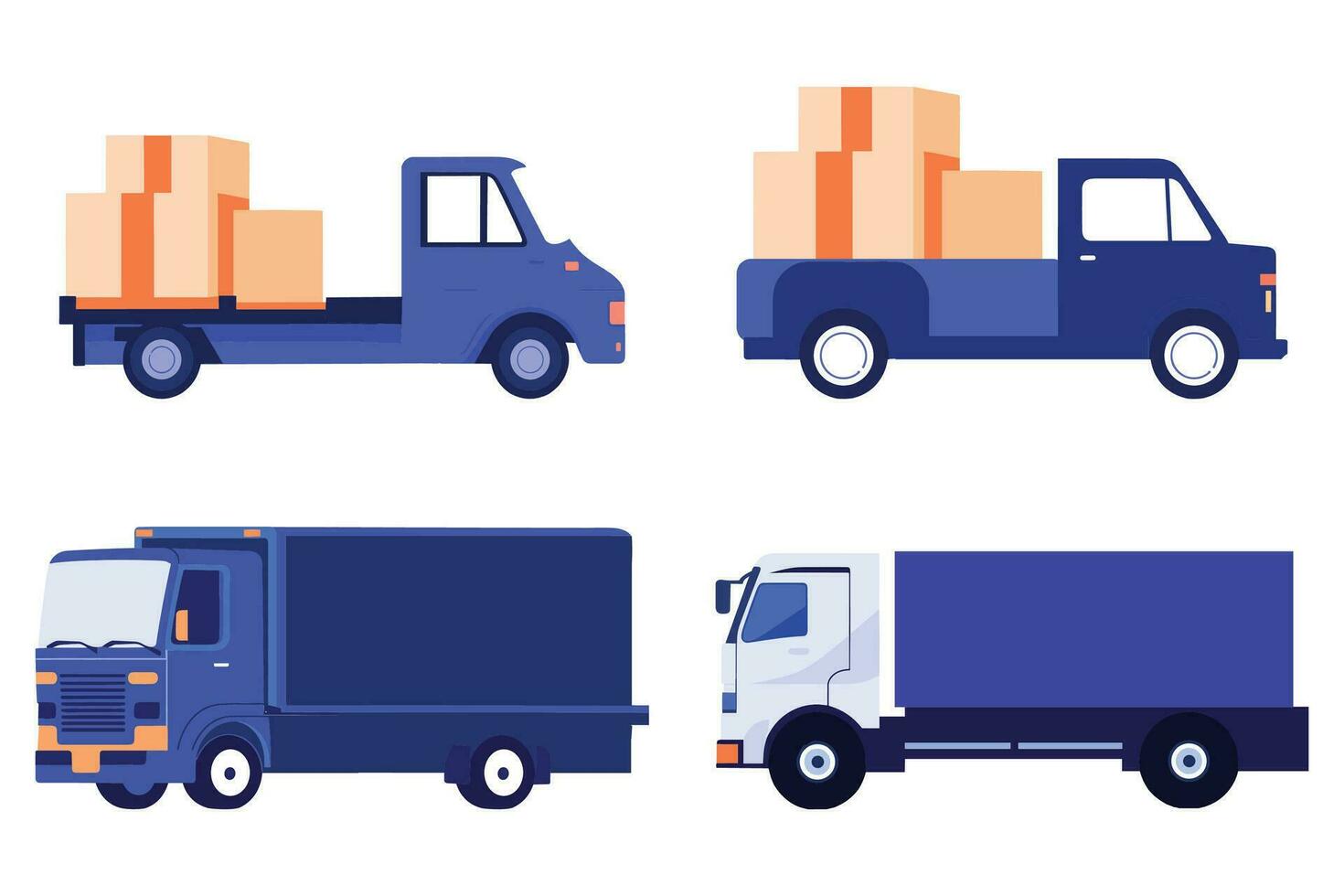Hand Drawn Trucks for delivery worker in flat style vector
