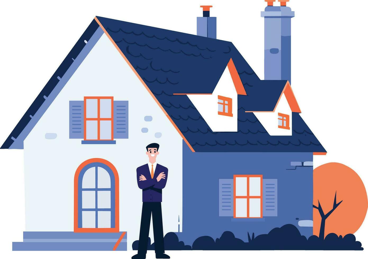 Hand Drawn Real estate agent character in flat style vector