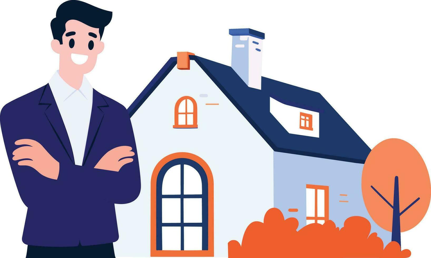 Hand Drawn Real estate agent character in flat style vector