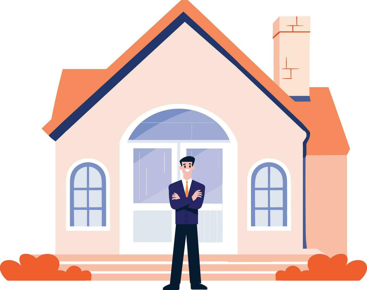Hand Drawn Real estate agent character in flat style vector