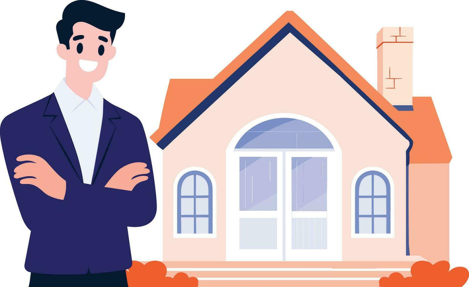 Hand Drawn Real estate agent character in flat style vector