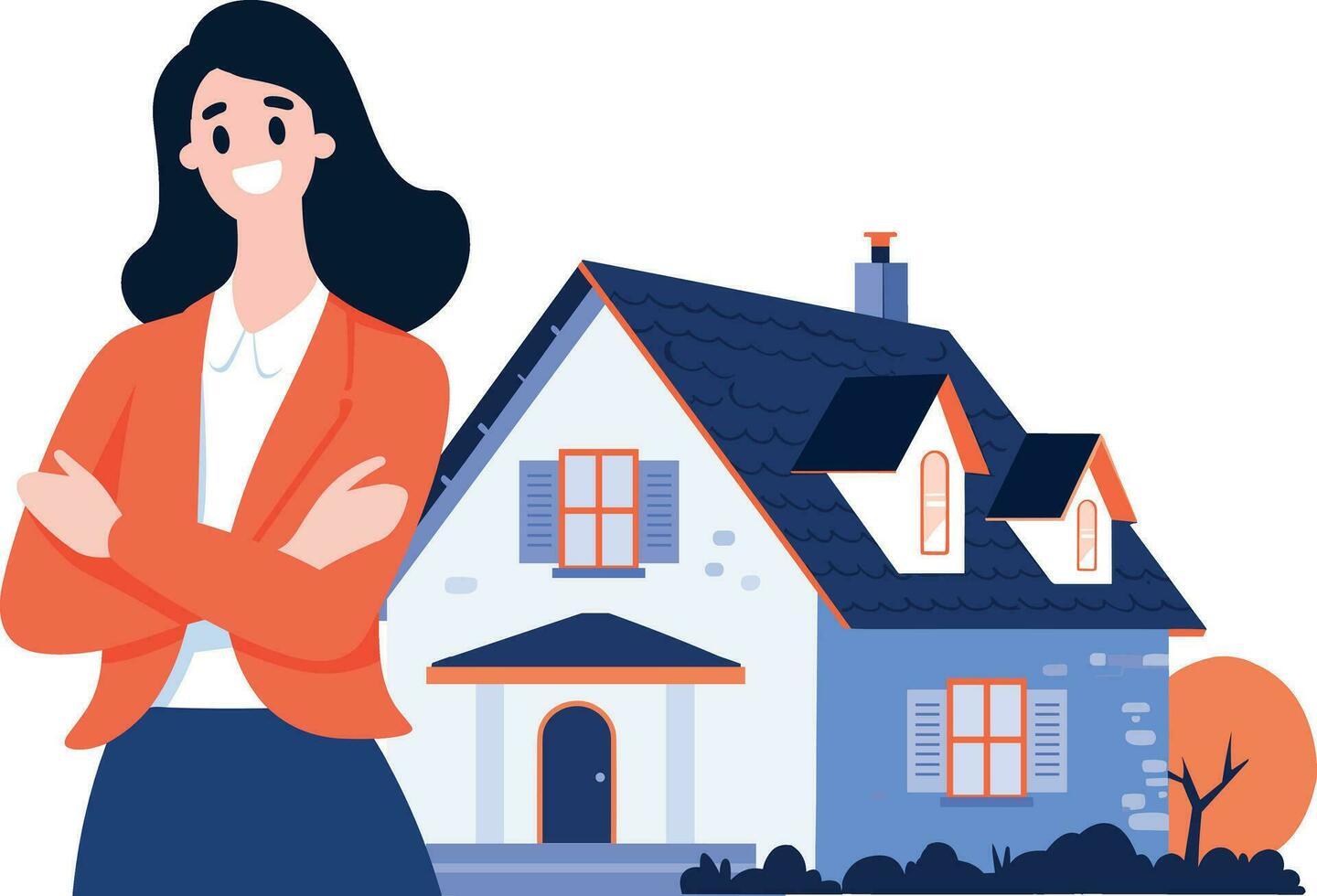 Hand Drawn Real estate agent character in flat style vector