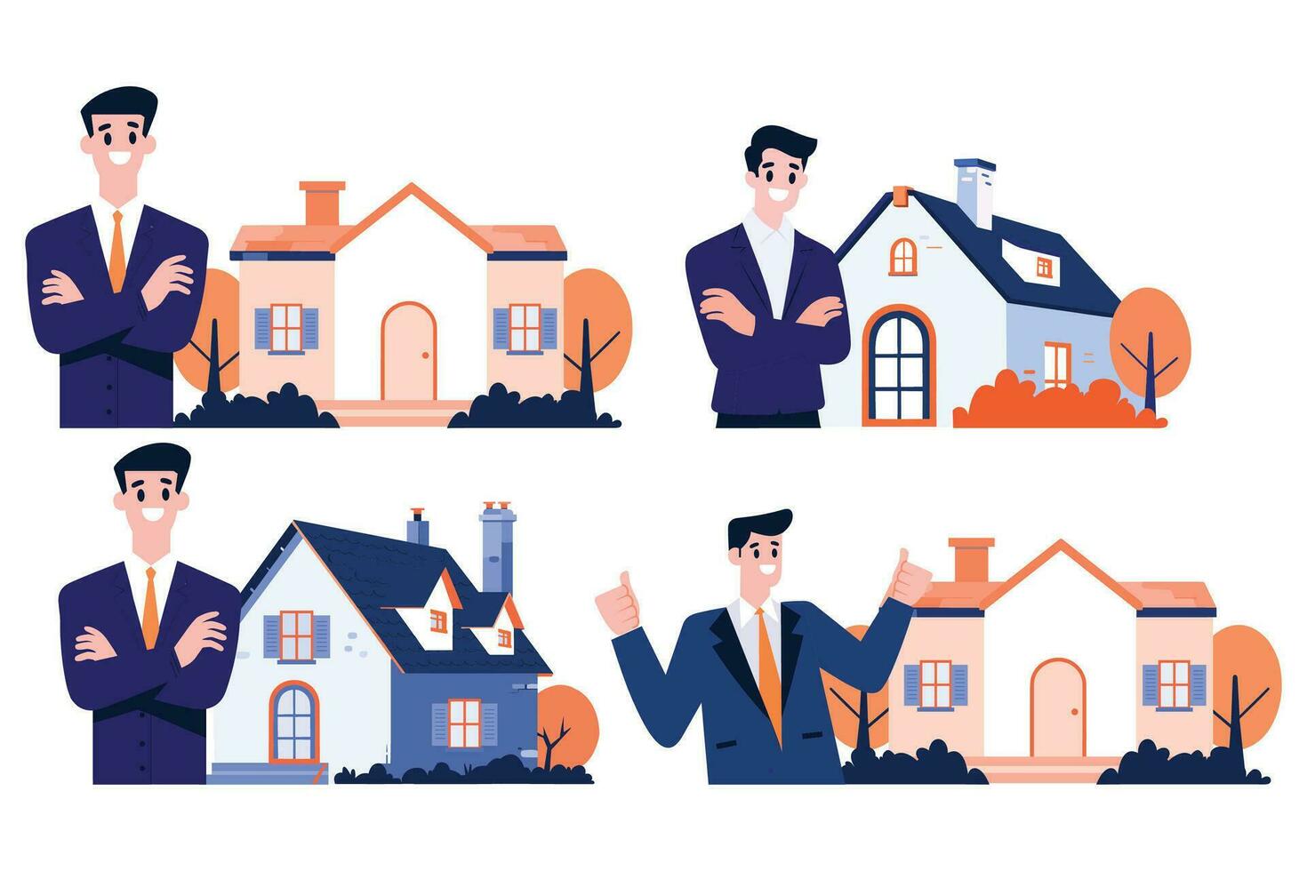 Hand Drawn Real estate agent character in flat style vector