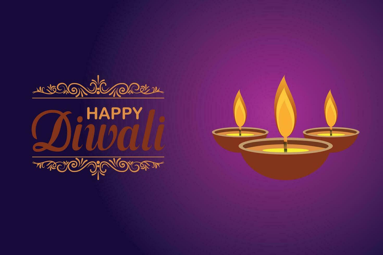 Happy Diwali, festival of lights, Paper Graphic of Indian Rangoli, golden lights, colorful decorative background, Blue magenta background vector