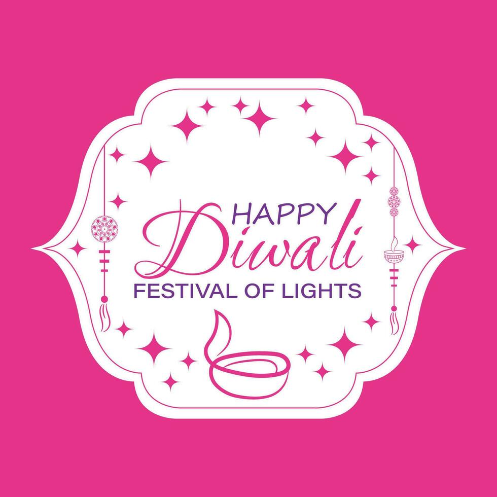 Happy Diwali, festival of lights, Paper Graphic of Indian Rangoli, golden lights, colorful decorative background, Blue magenta background vector