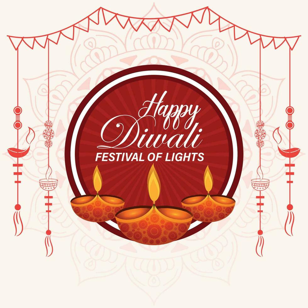 Happy Diwali, festival of lights, Paper Graphic of Indian Rangoli, golden lights, colorful decorative background, Blue magenta background vector