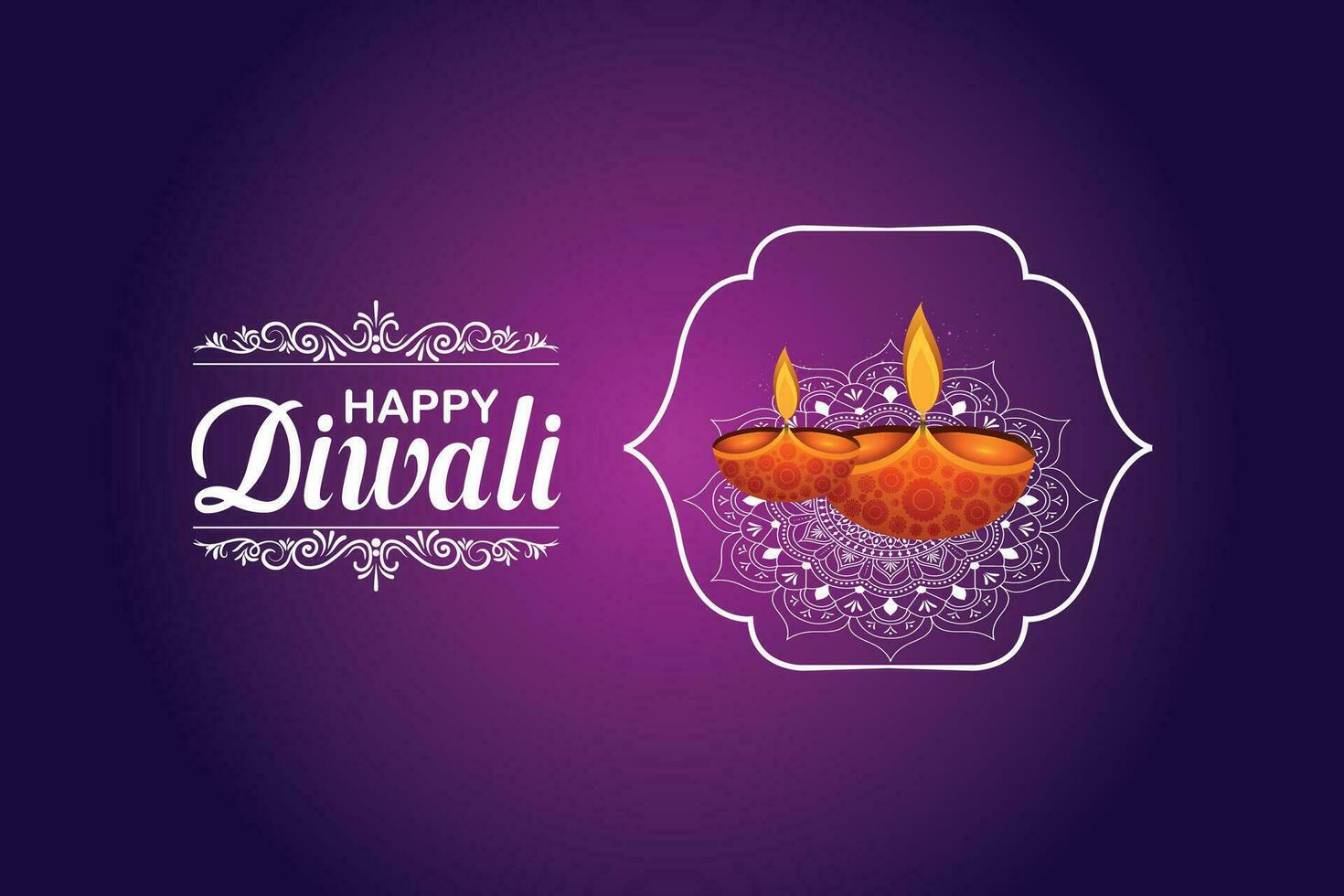 Happy Diwali, festival of lights, Paper Graphic of Indian Rangoli, golden lights, colorful decorative background, Blue magenta background vector