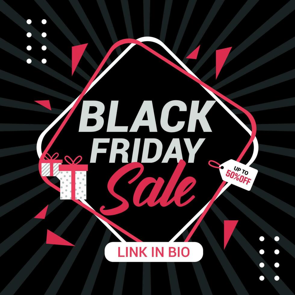 flat black friday instagram posts collection, Instagram post, sale social media banner template with black background vector