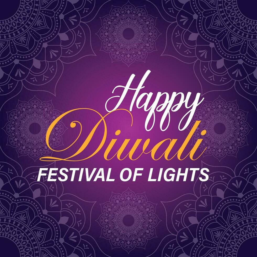 Happy Diwali, festival of lights, Paper Graphic of Indian Rangoli, golden lights, colorful decorative background, Blue magenta background vector