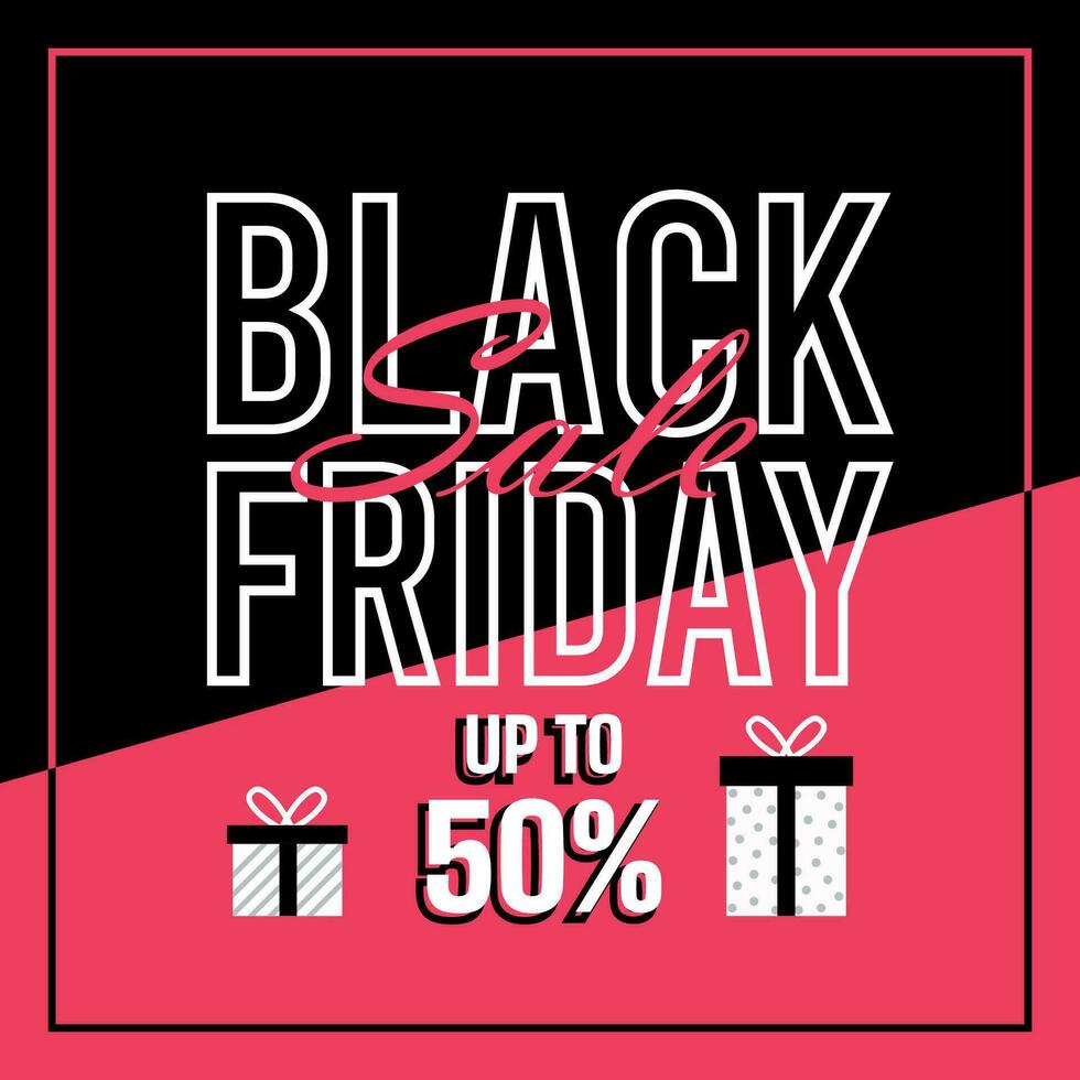 flat black friday instagram posts collection, Instagram post, sale social media banner template with black background vector
