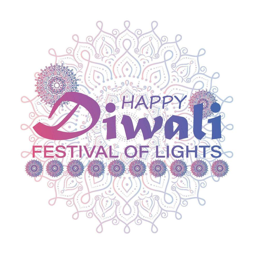 Happy Diwali, festival of lights, Paper Graphic of Indian Rangoli, golden lights, colorful decorative background, Blue magenta background vector