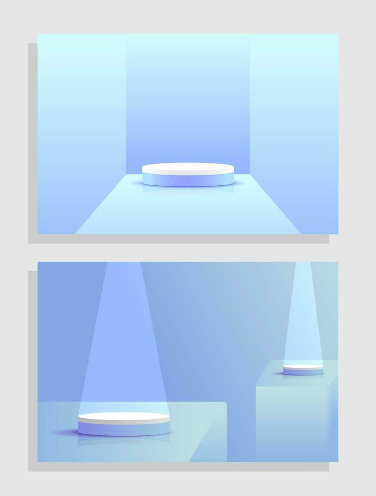 Set purple blue violet 3d object cylinder pedestal podium display gradient color minimal scene vector