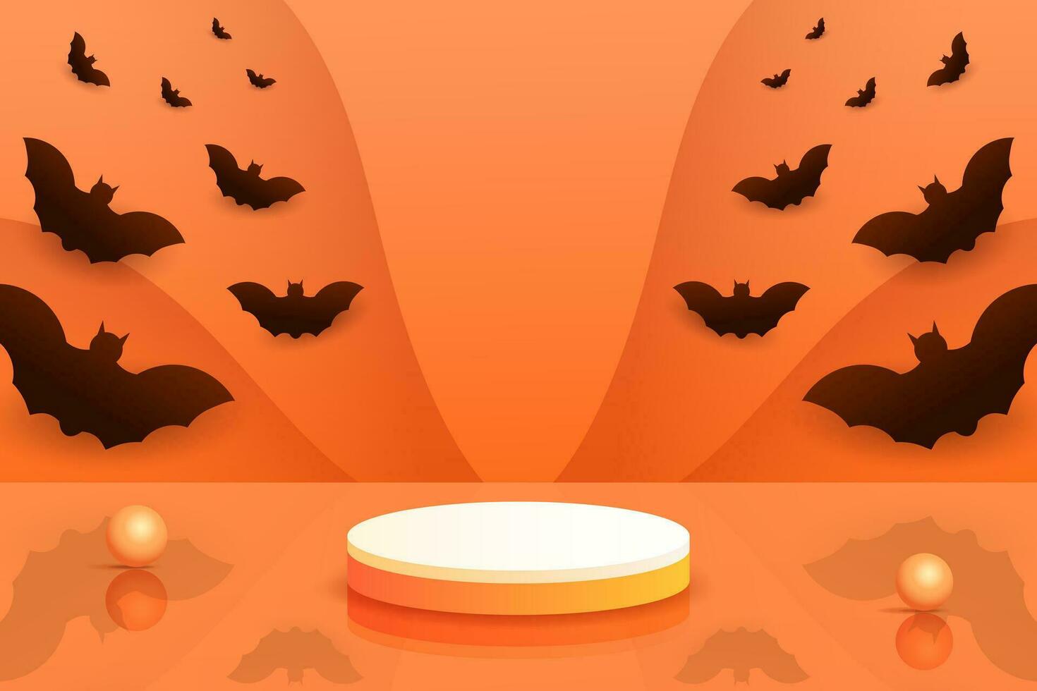 Set orange yellow 3d object cylinder pedestal podium display gradient color minimal scene showroom vector