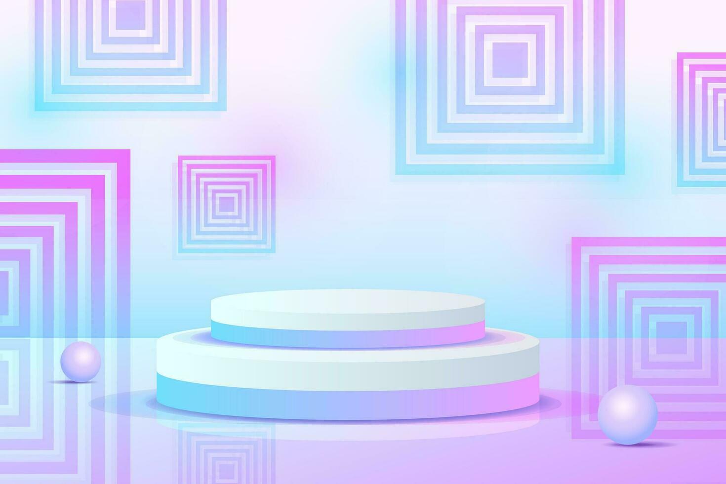 Set purple blue violet 3d object cylinder pedestal podium display gradient color minimal scene vector